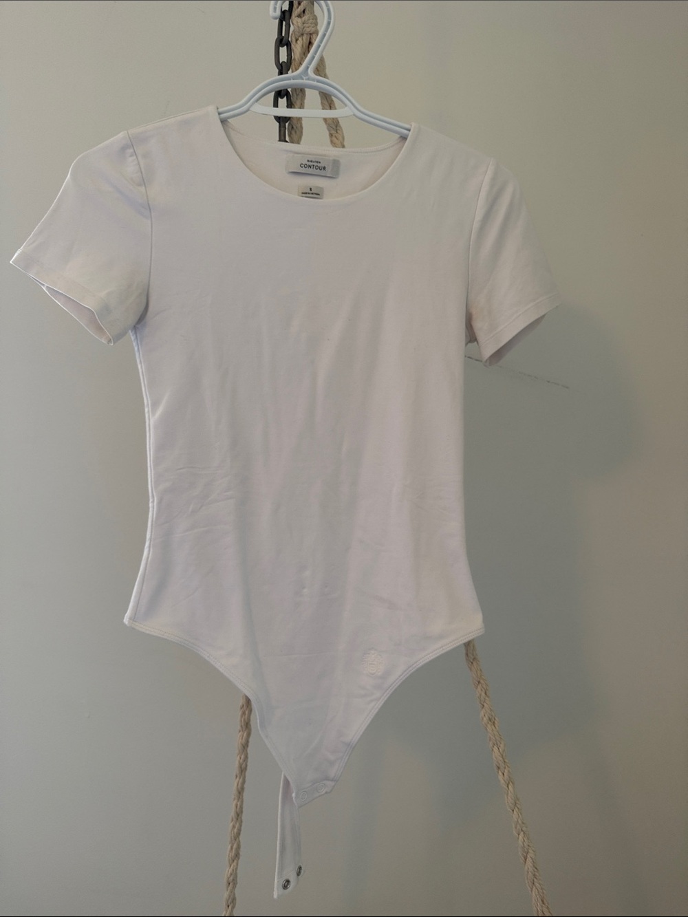 Babaton White Short-Sleeve Crew Neck Bodysuit